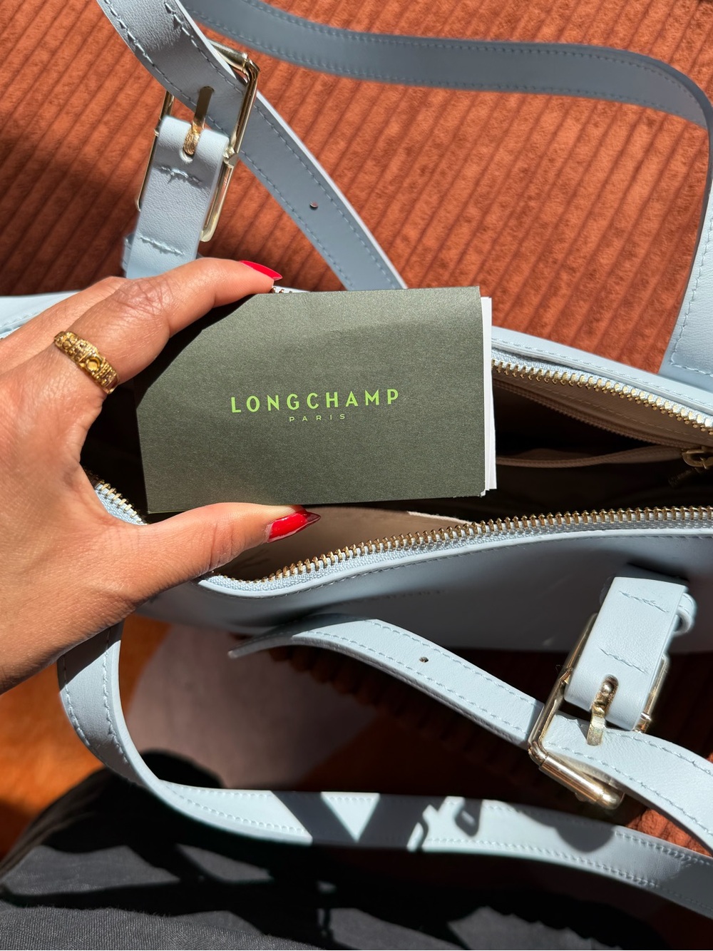 Longchamp Pale blue Shoulder Bag with Gold Hardware - Picture 3 of 5